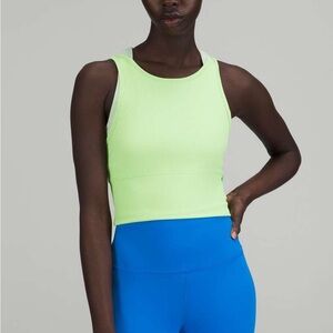 LULULEMON Power Pivot Tank Ribbed Scream Green Light Size 8